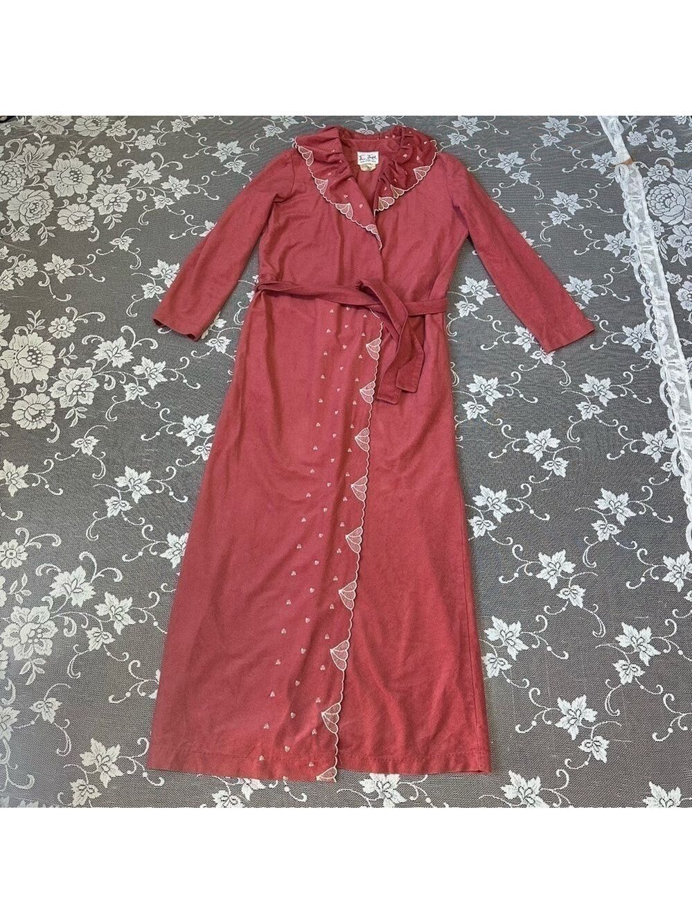 Vintage Diamond Tea Gown 70’s Embroidered Robe Sz Medium - Picture 10 of 15